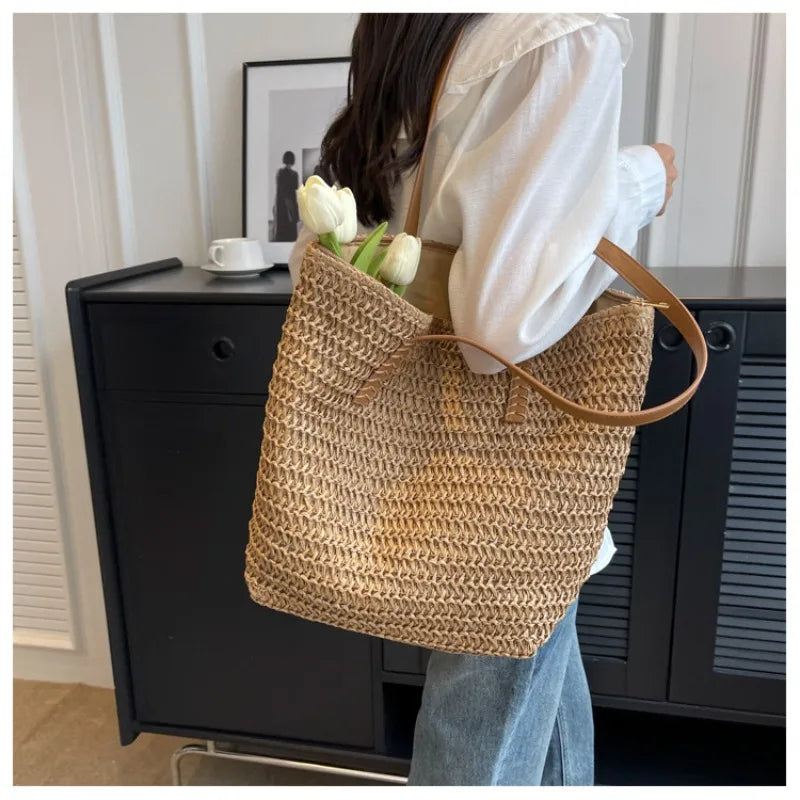 Bellamare – Tote de Paja Tejida a Mano Premium