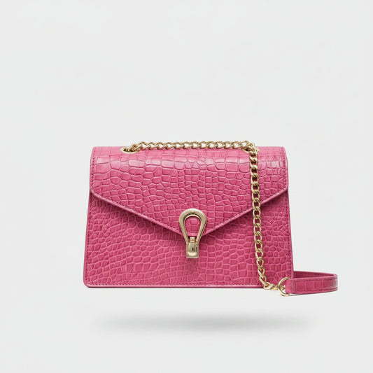 Crovelle – Cuero Texturizado Croco con Cadena Dorada