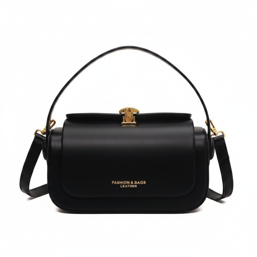 Noirvelle – Bandolera Negra de Cuero Texturizado Premium